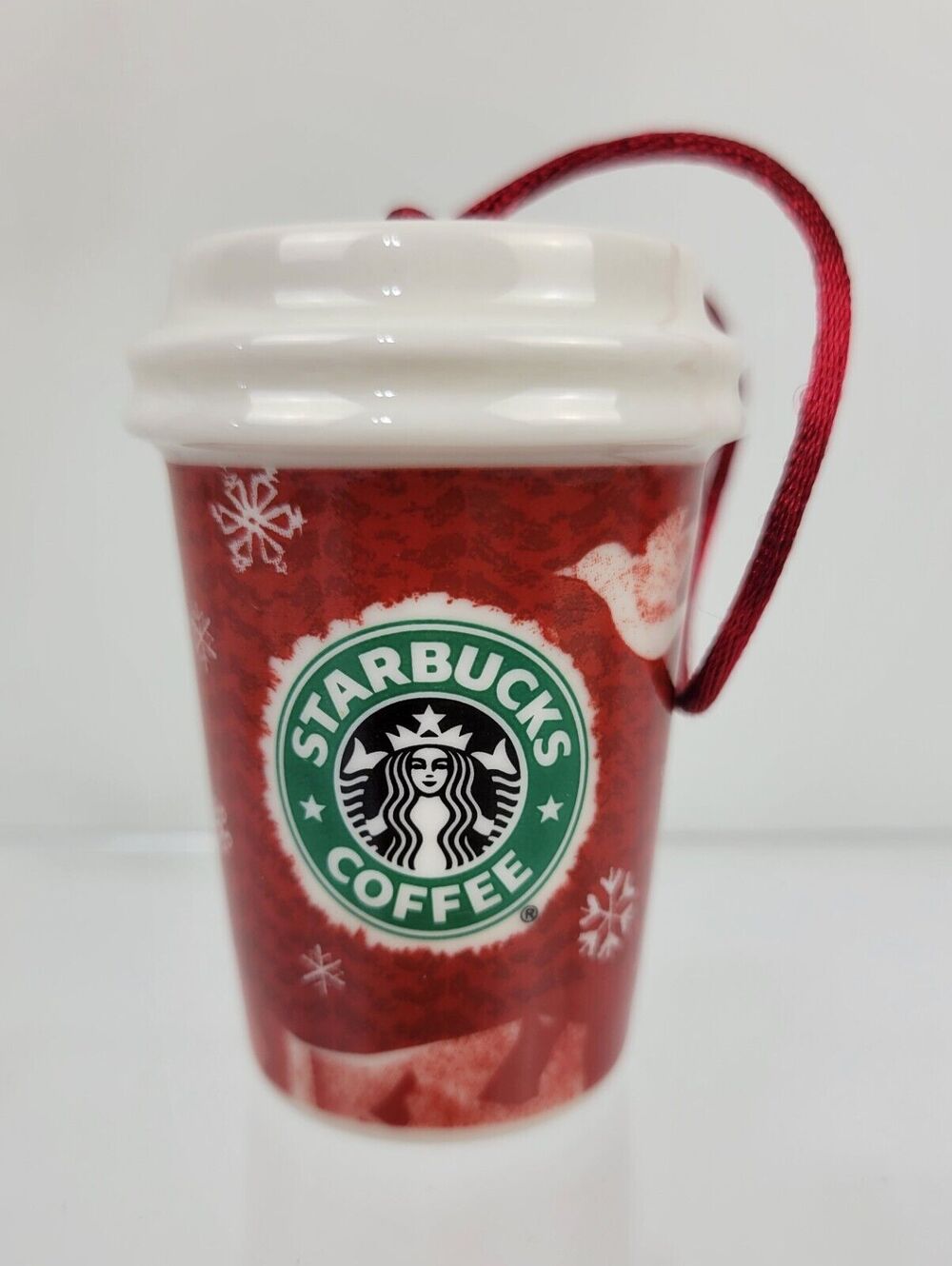 Starbucks 2008 Ceramic Ornament Mini 2.5" Holiday Coffee Mug Cup